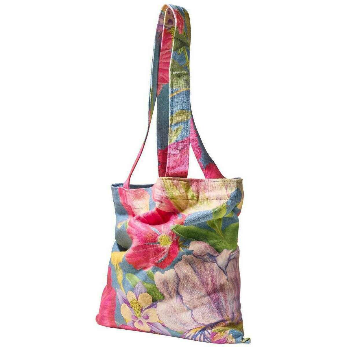 Powder Floral Study Canvas Tote Bag - Denim Blue