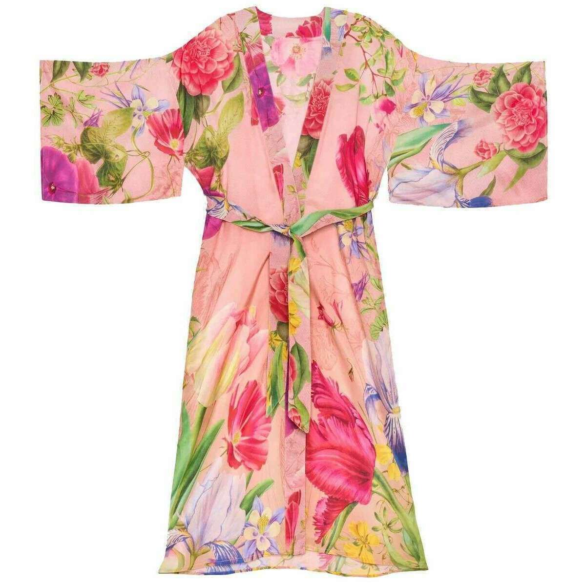 Powder Floral Study Kimono Gown - Petal Pink
