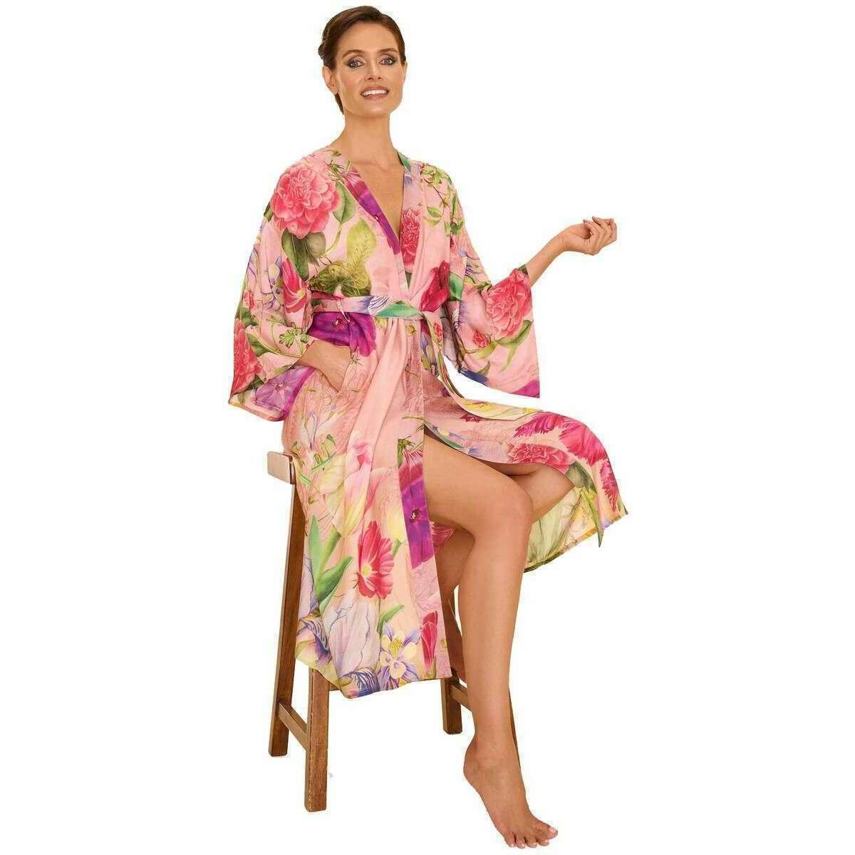 Powder Floral Study Kimono Gown - Petal Pink - Image 2