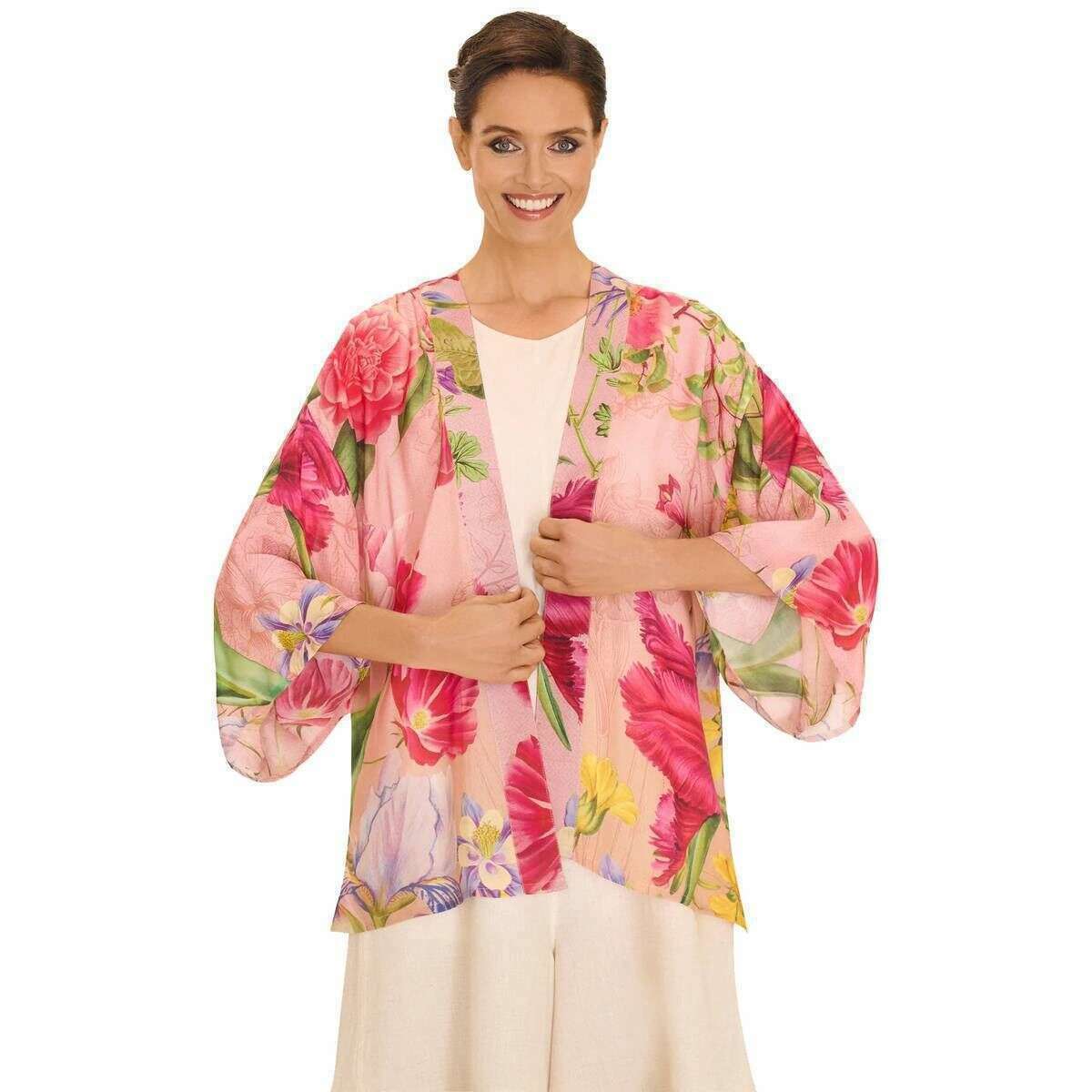 Powder Floral Study Kimono Jacket - Petal Pink - Image 2