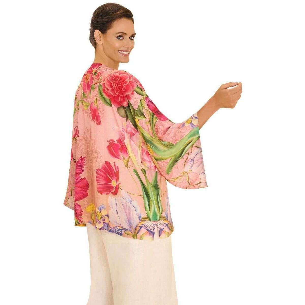 Powder Floral Study Kimono Jacket - Petal Pink - Image 3