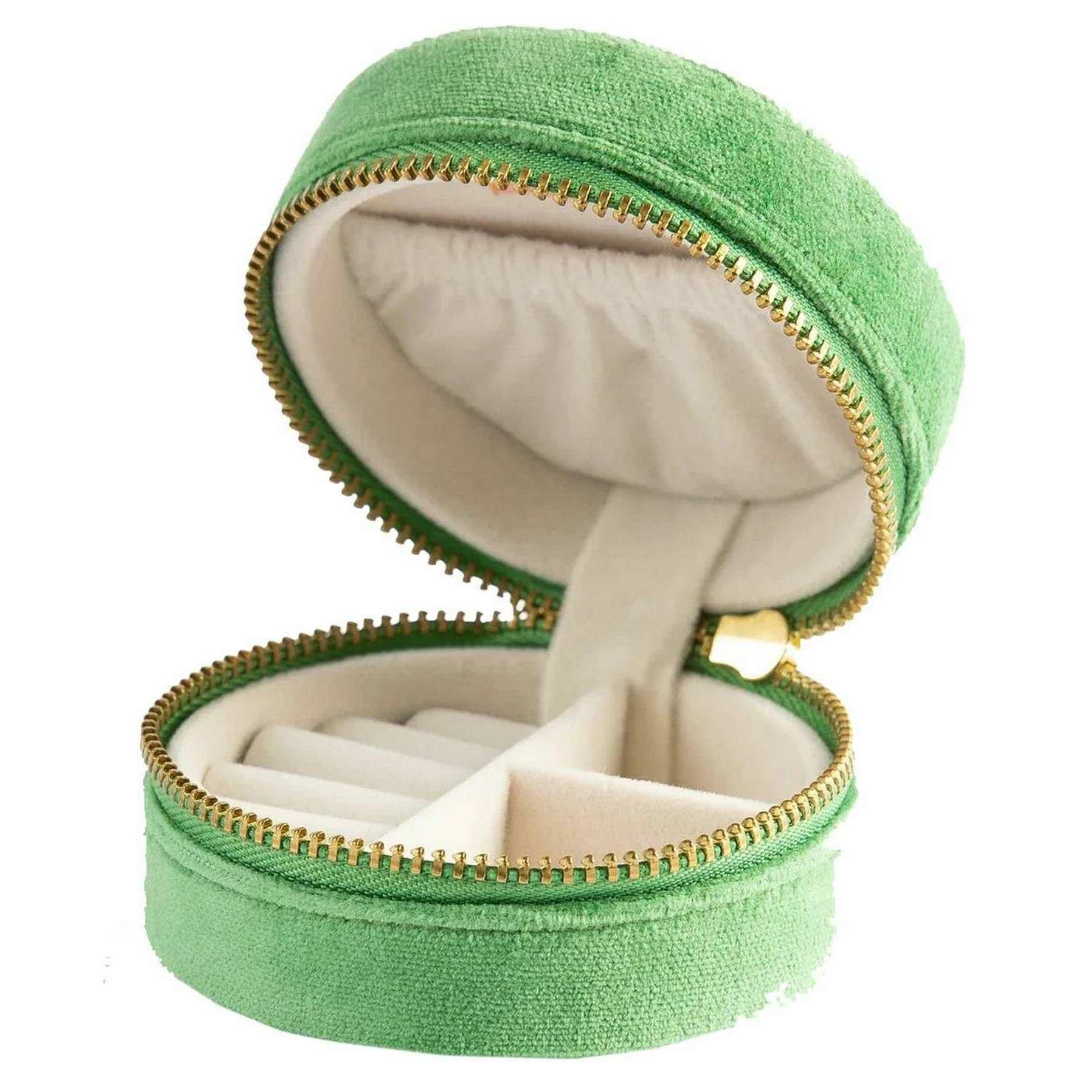 Powder Fox Round Velvet Jewellery Box - Fern Green - Image 2