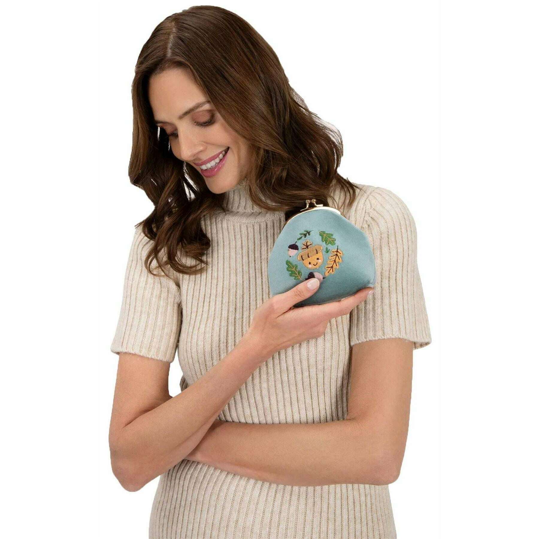 Powder Happy Acorn Velvet Coin Purse - Ice Blue - Image 2