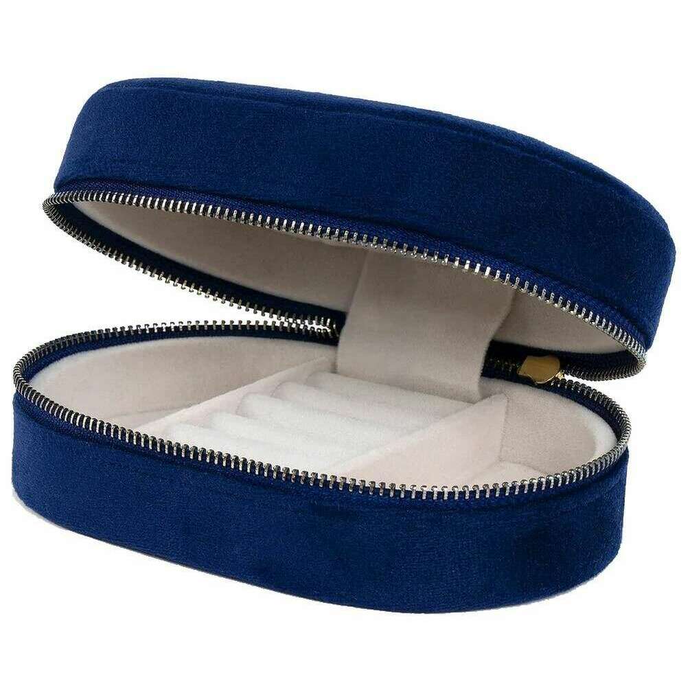Powder Highland Cow Oval Jewellery Box - Navy Blue/Orange/Beige - Image 2