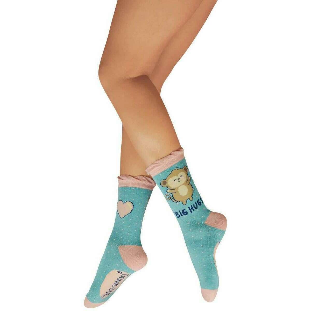 Powder Huggy Monkey Ankle Socks - Aqua Blue
