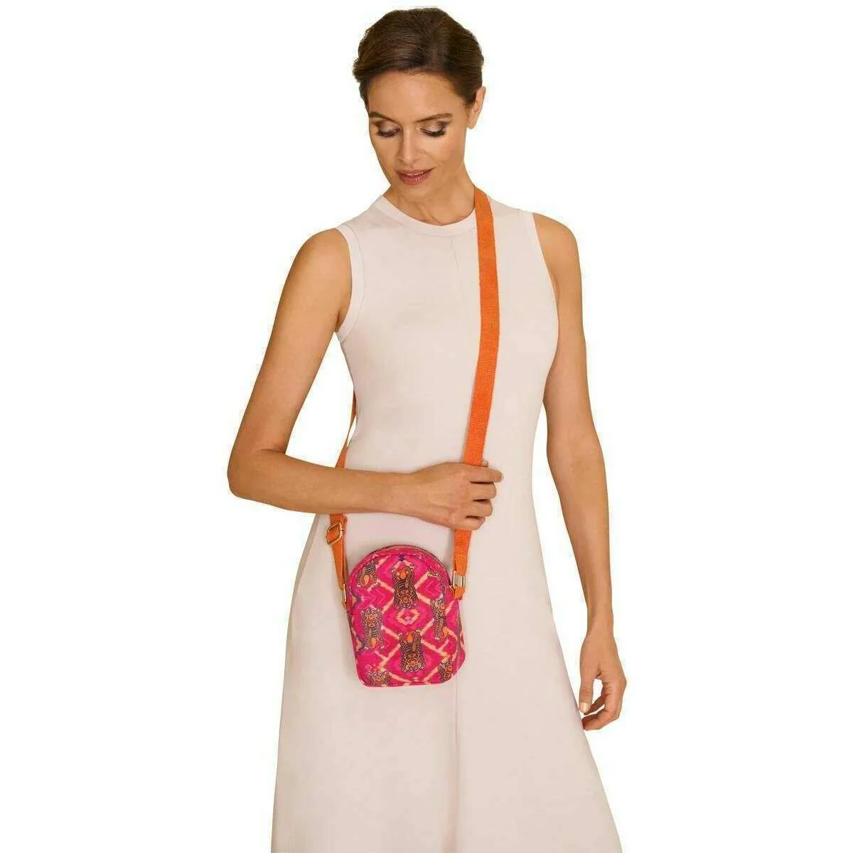 Powder Ikat Tigers Canvas Out and About Bag - Fuchsia Pink - Image 2