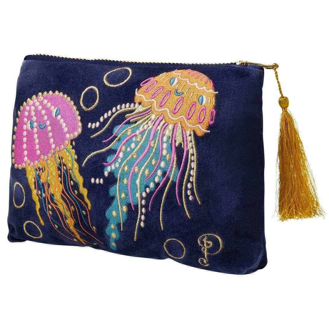 Powder Jolly Jellies Velvet Zip Pouch - Navy