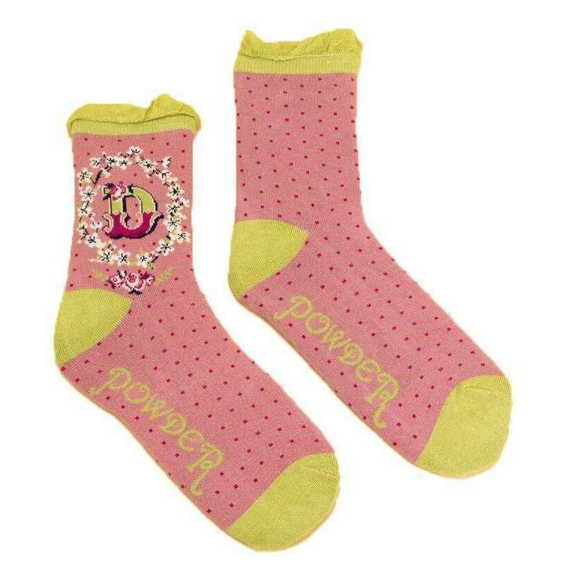 Powder Letter D Ankle Socks - Candy Pink - Image 2