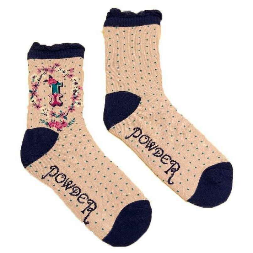 Powder Letter I Ankle Socks - Natural Beige - Image 2