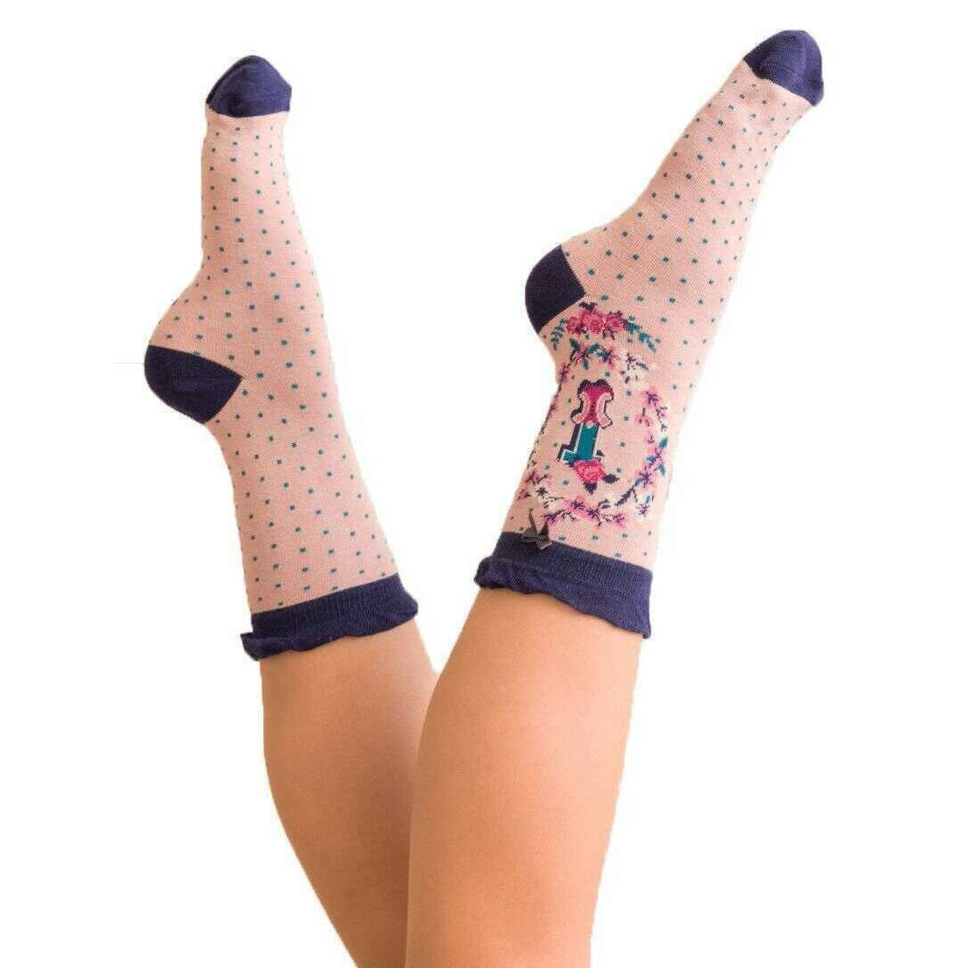 Powder Letter I Ankle Socks - Natural Beige - Image 3