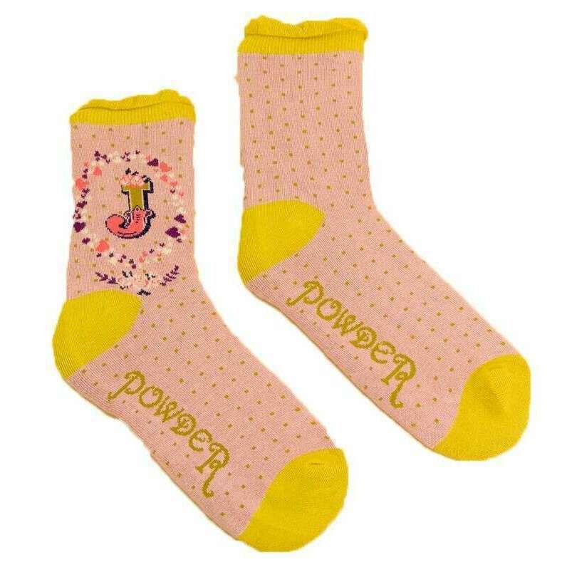 Powder Letter J Ankle Socks - Pink - Image 2