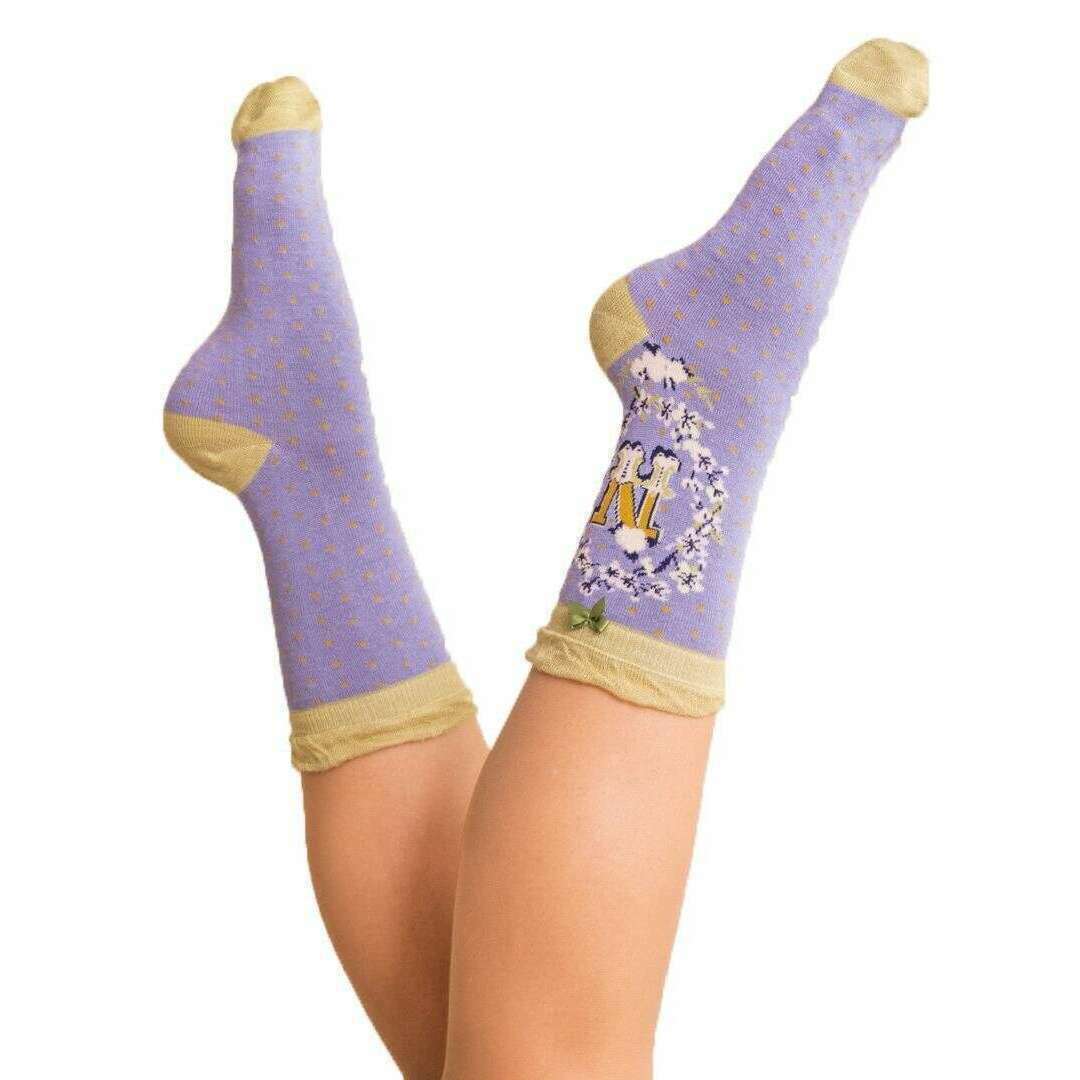 Powder Letter N Ankle Socks - Lilac - Image 3