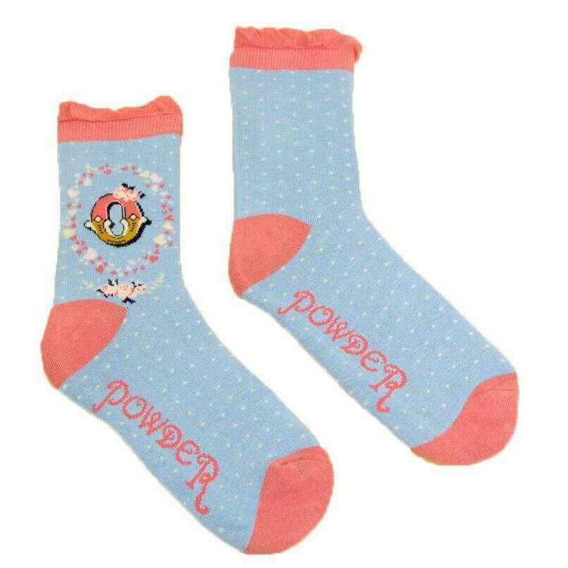 Powder Letter O Ankle Socks - Ice Blue - Image 2
