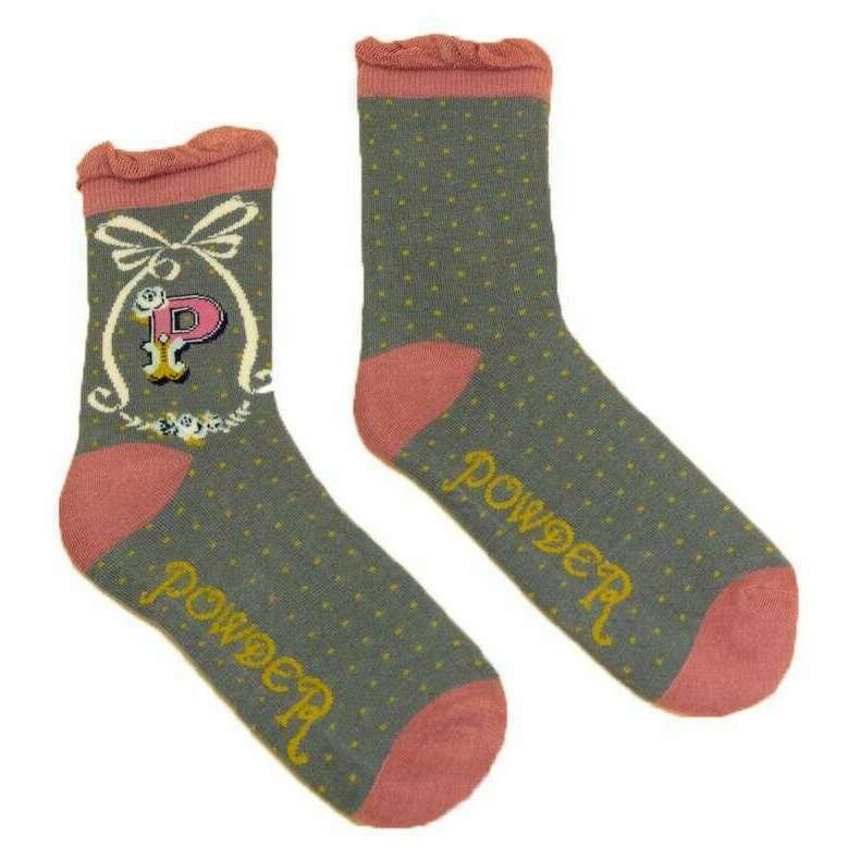 Powder Letter P Ankle Socks - Charcoal Grey - Image 2