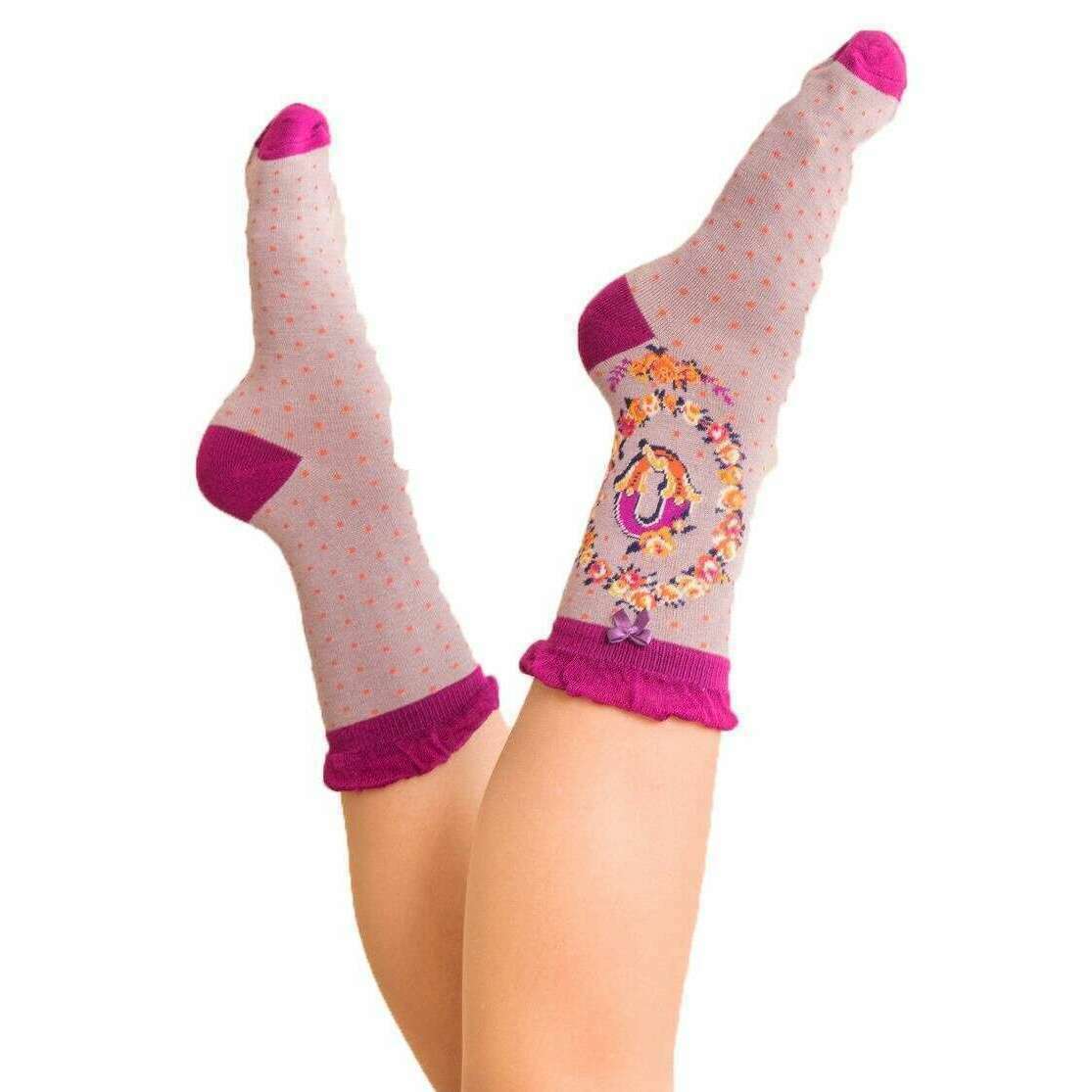Powder Letter Q Ankle Socks - Pink - Image 3
