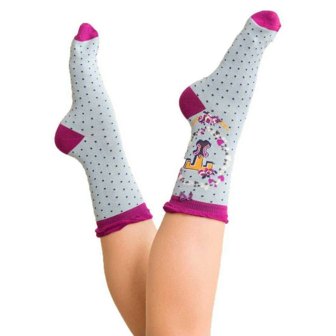 Powder Letter T Ankle Socks - Ice Blue - Image 3