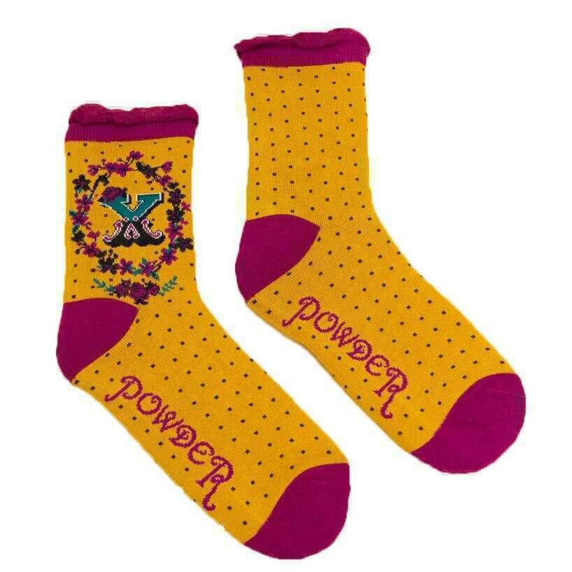 Powder Letter X Ankle Socks - Mustard Yellow - Image 2