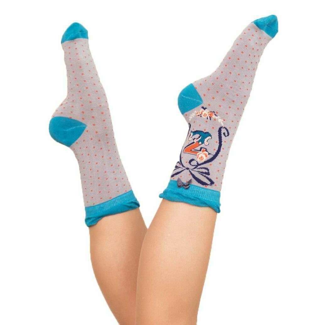Powder Letter Z Ankle Socks - Pale Grey - Image 3