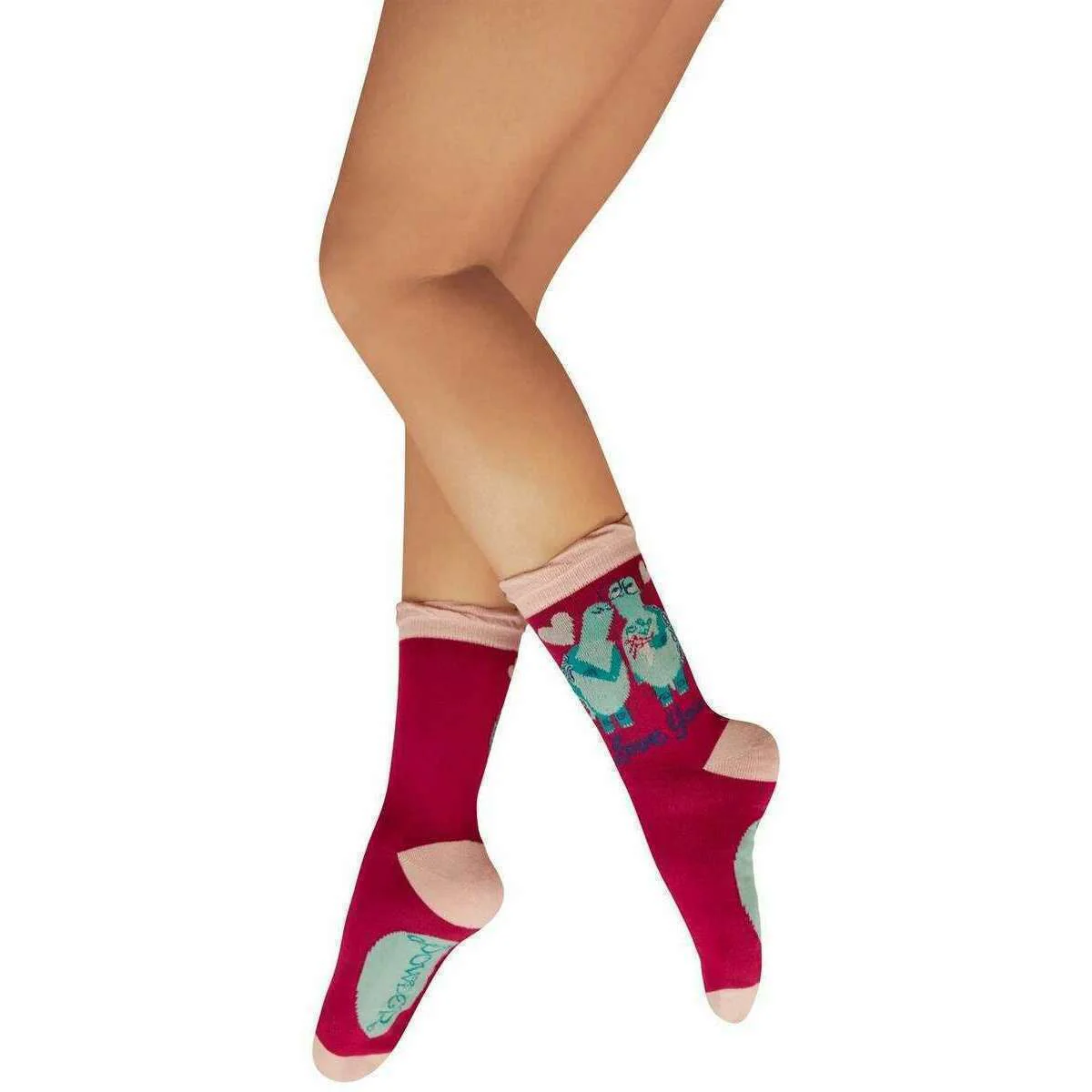 Powder Love You Long Time Tortoises Ankle Socks - Fuchsia Pink