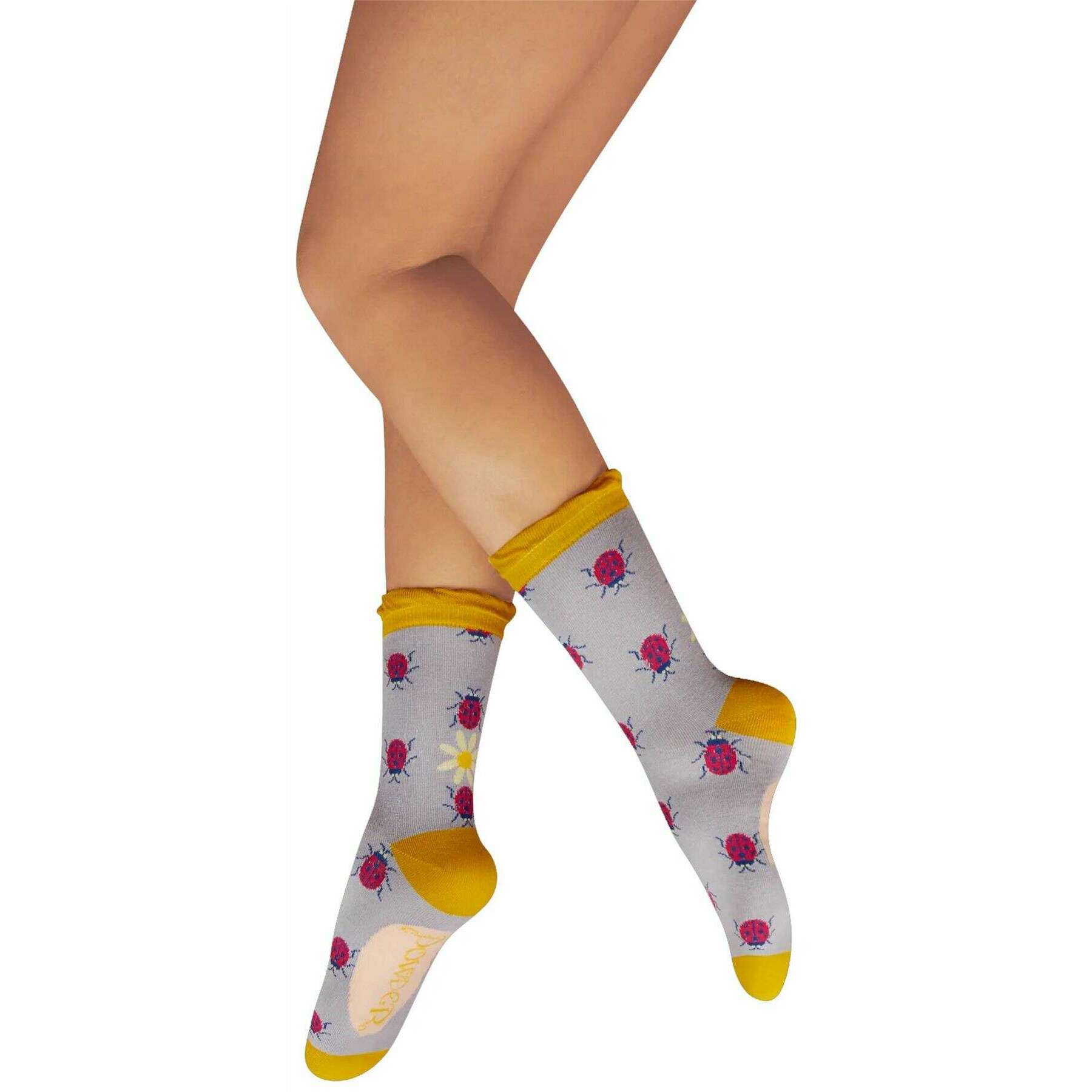 Powder Lovely Ladybirds Ankle Socks - Purple/Yellow/Red