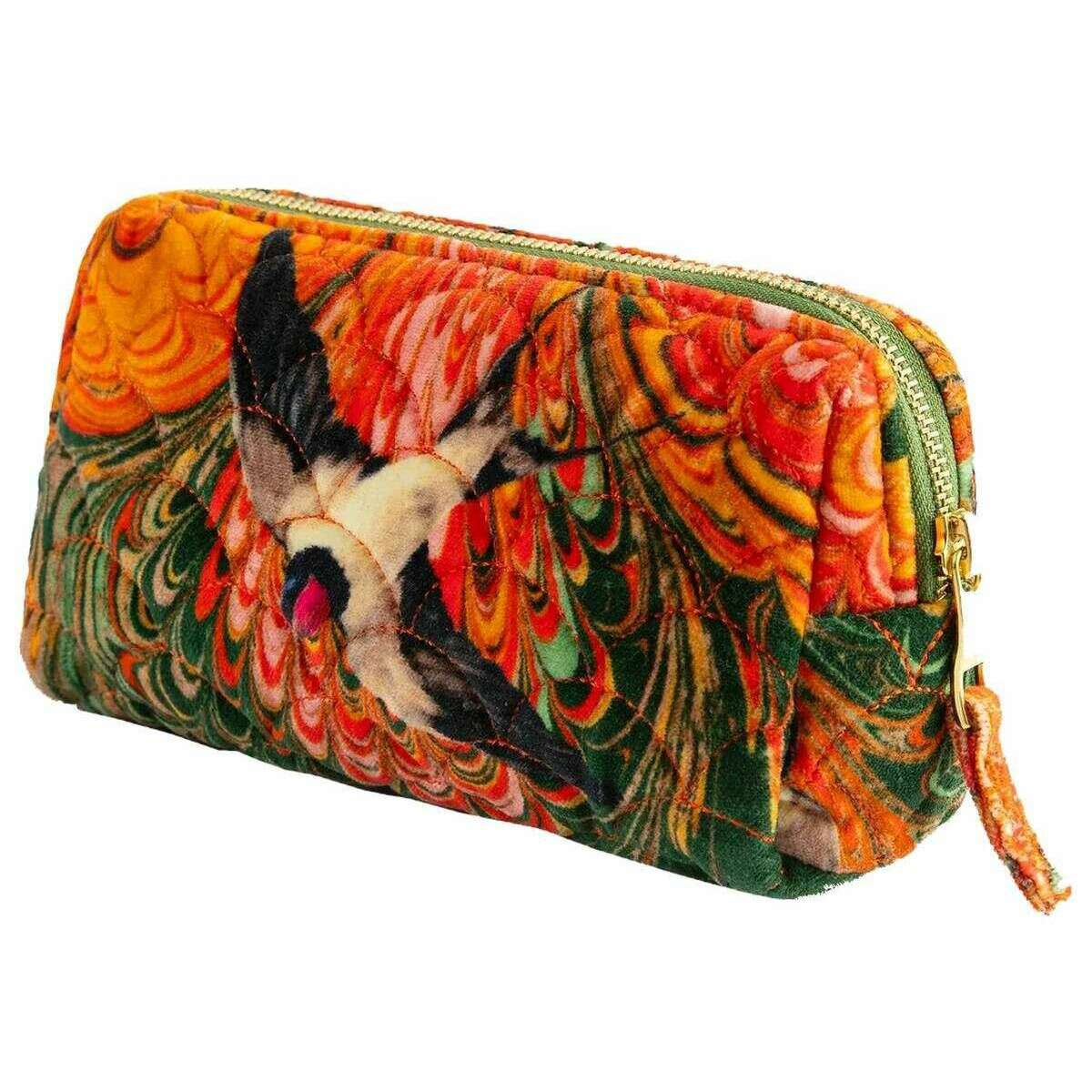 Powder Marbled Swallow Quilted Vanity Bag - Orange