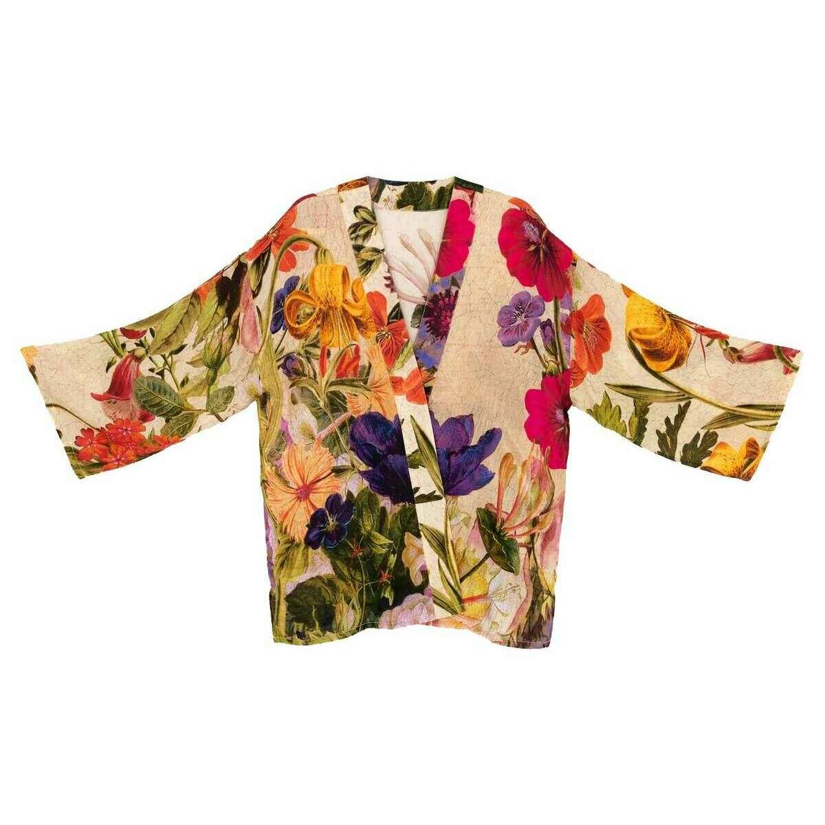 Powder Mid-Length Posy Kimono - Cream