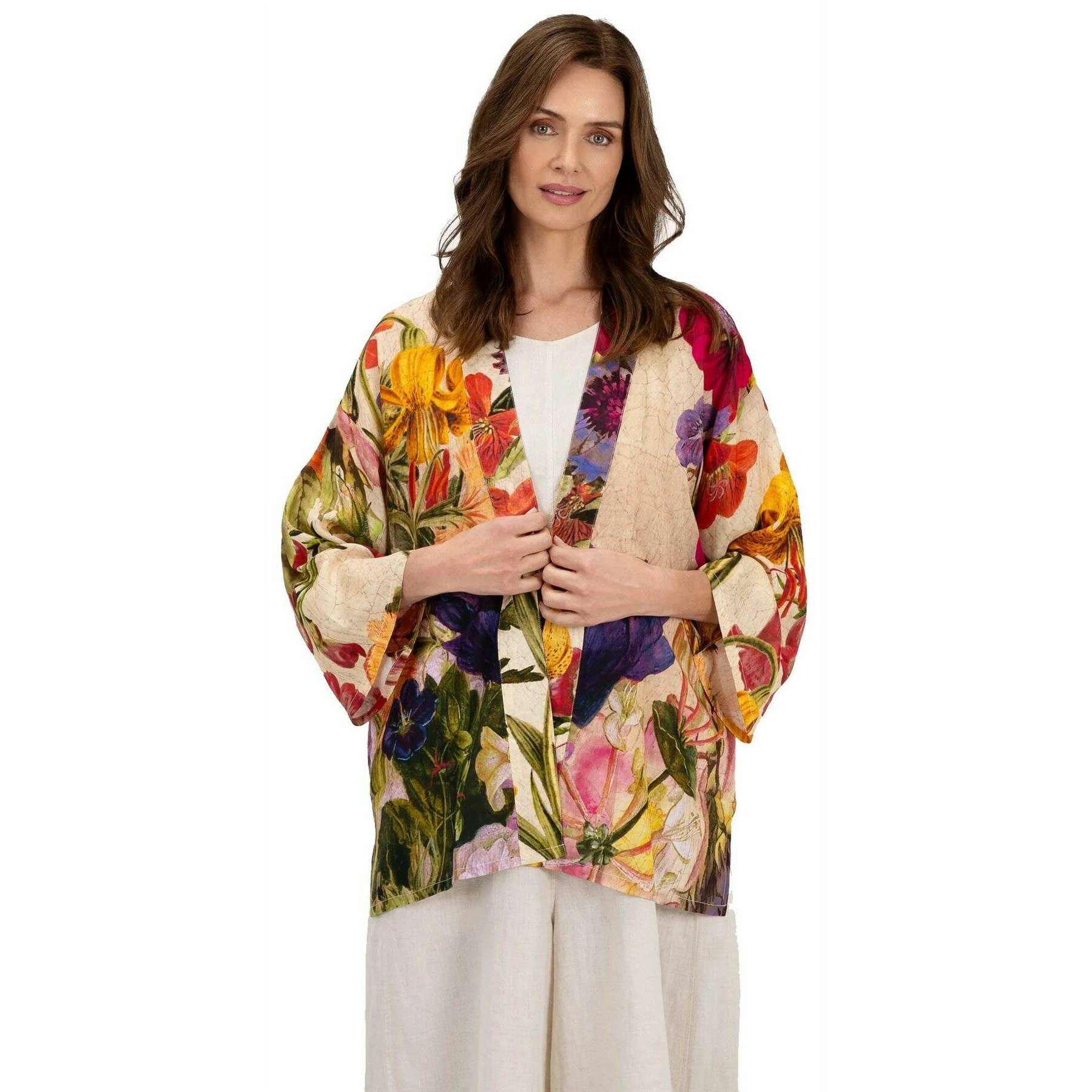 Powder Mid-Length Posy Kimono - Cream - Image 2