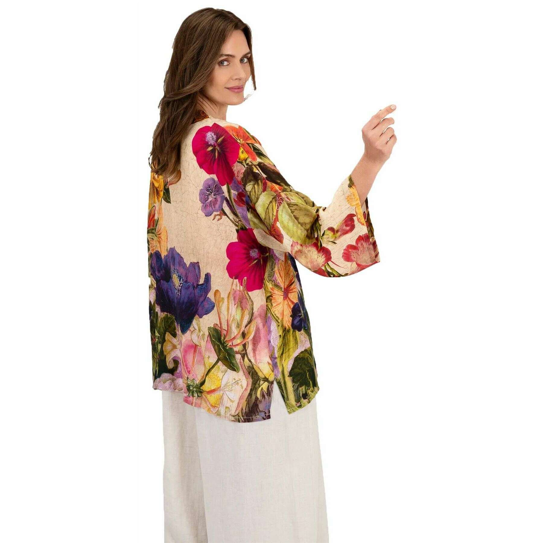 Powder Mid-Length Posy Kimono - Cream - Image 3