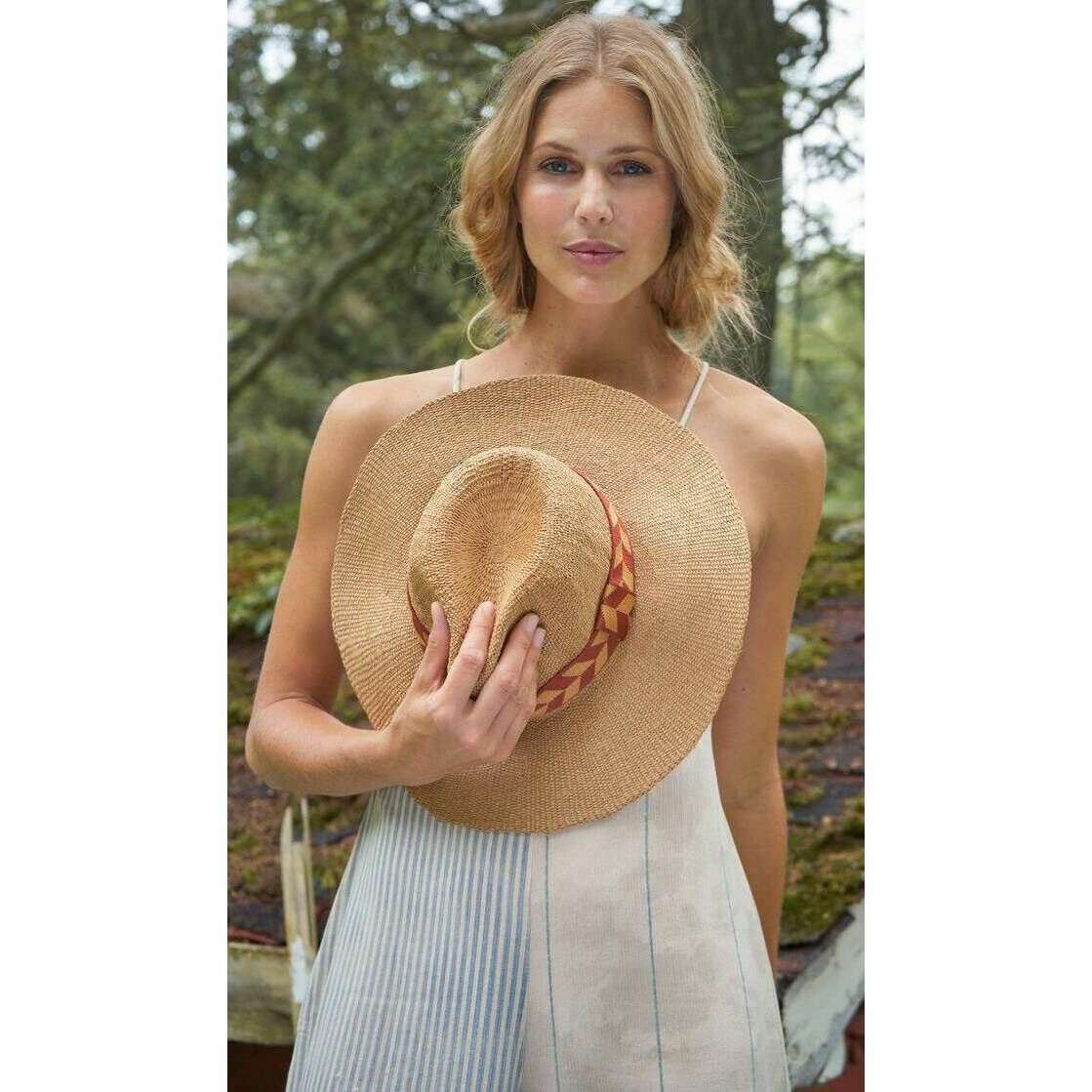 Powder Natasha Hat - Beige/Terracotta Chevron - Image 3