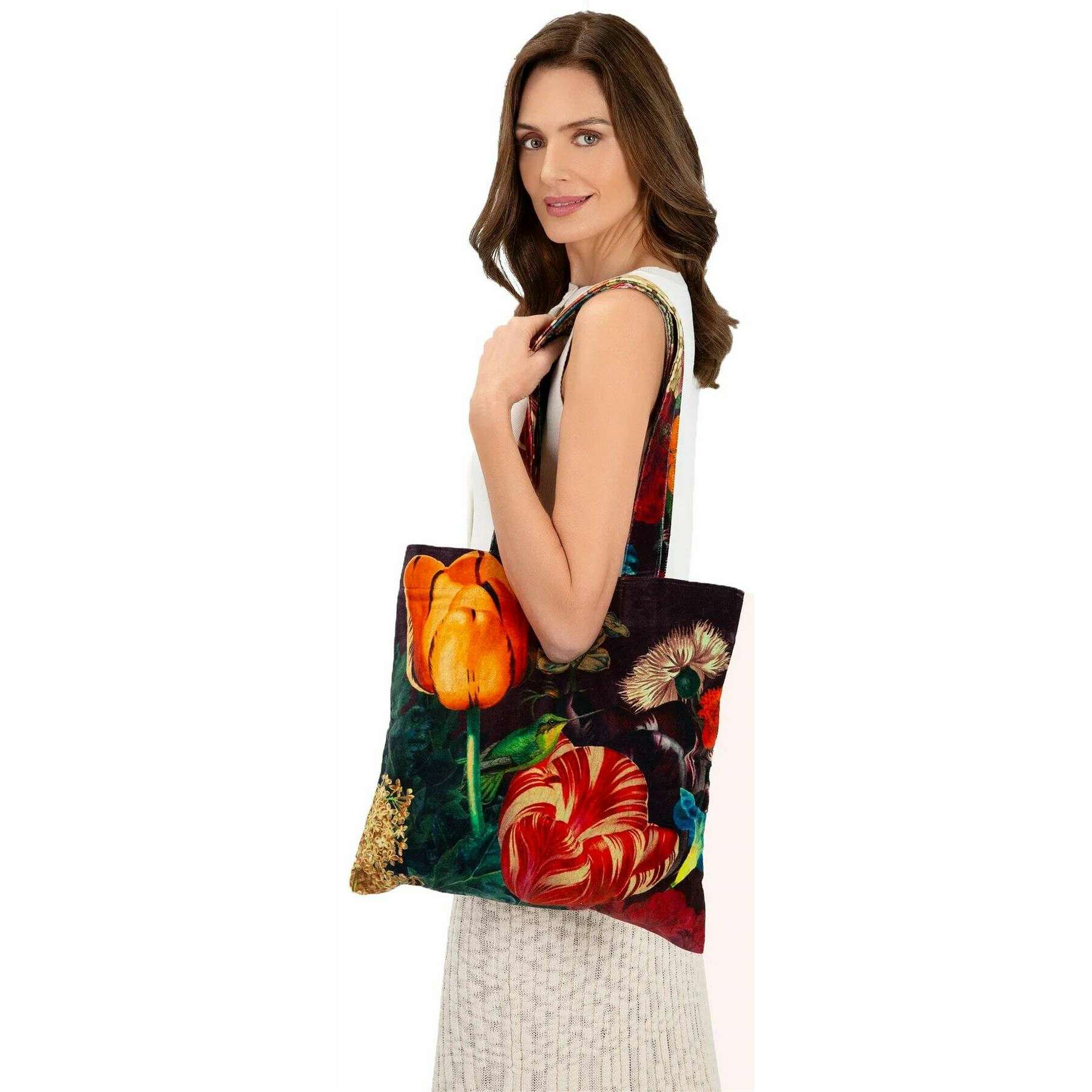 Powder Opulent Florals Velvet Tote Bag - Purple