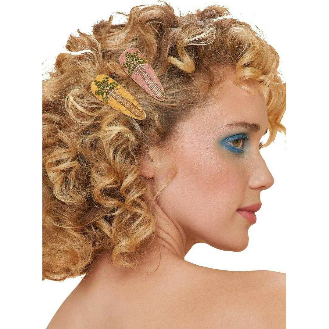 Powder Palm Trees Hair Clips - Pink/Green/Orange - Image 2