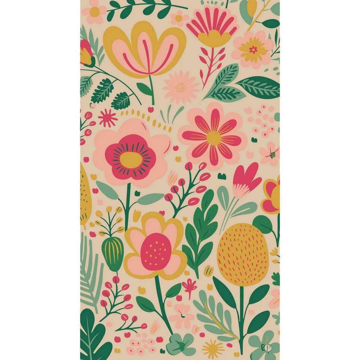 Powder Pop Flower Posie Print Scarf - Pink/Yellow/Green