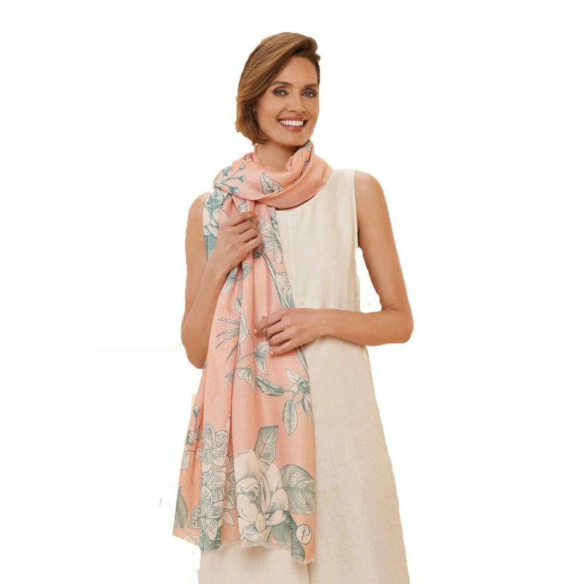 Powder Printed Floral Jungle Scarf  - Petal Peach - Image 2