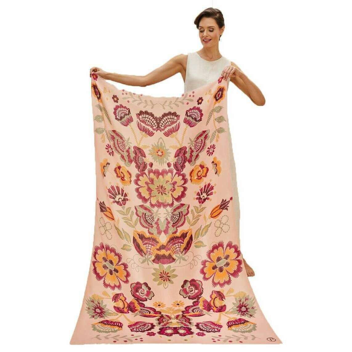 Powder Printed Floral Symmetry Scarf - Pink - Image 3