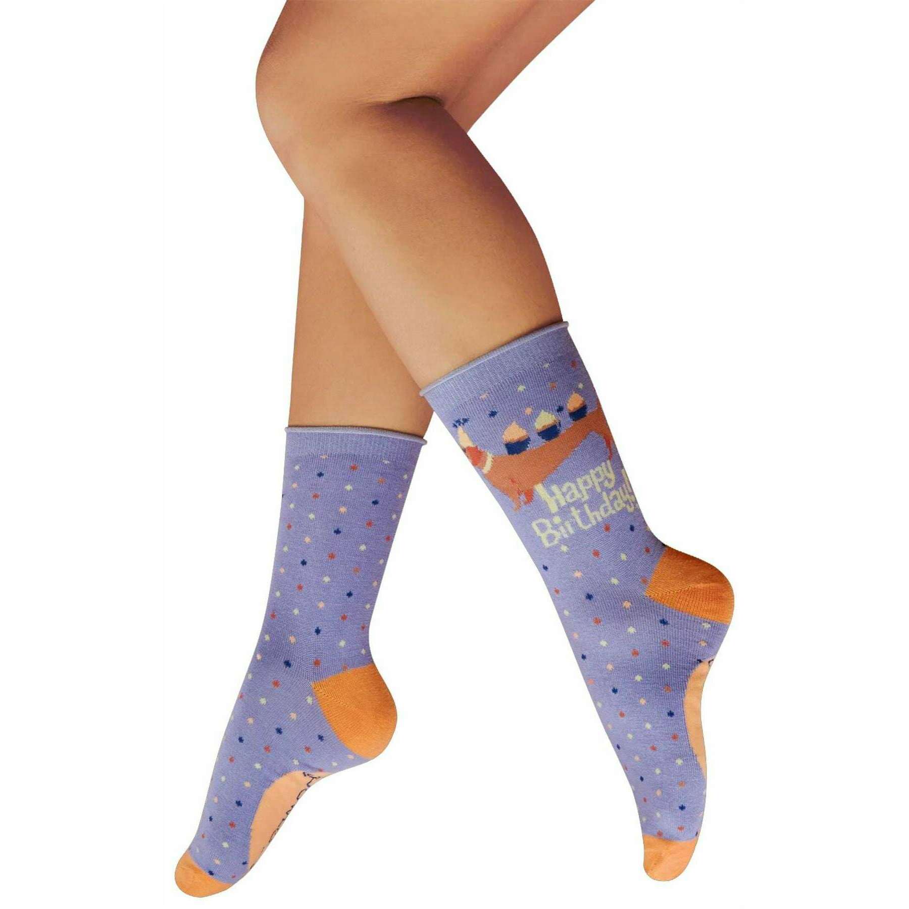 Powder Pup-Cake Birthday Party Ankle Socks - Lilac Purple/Orange
