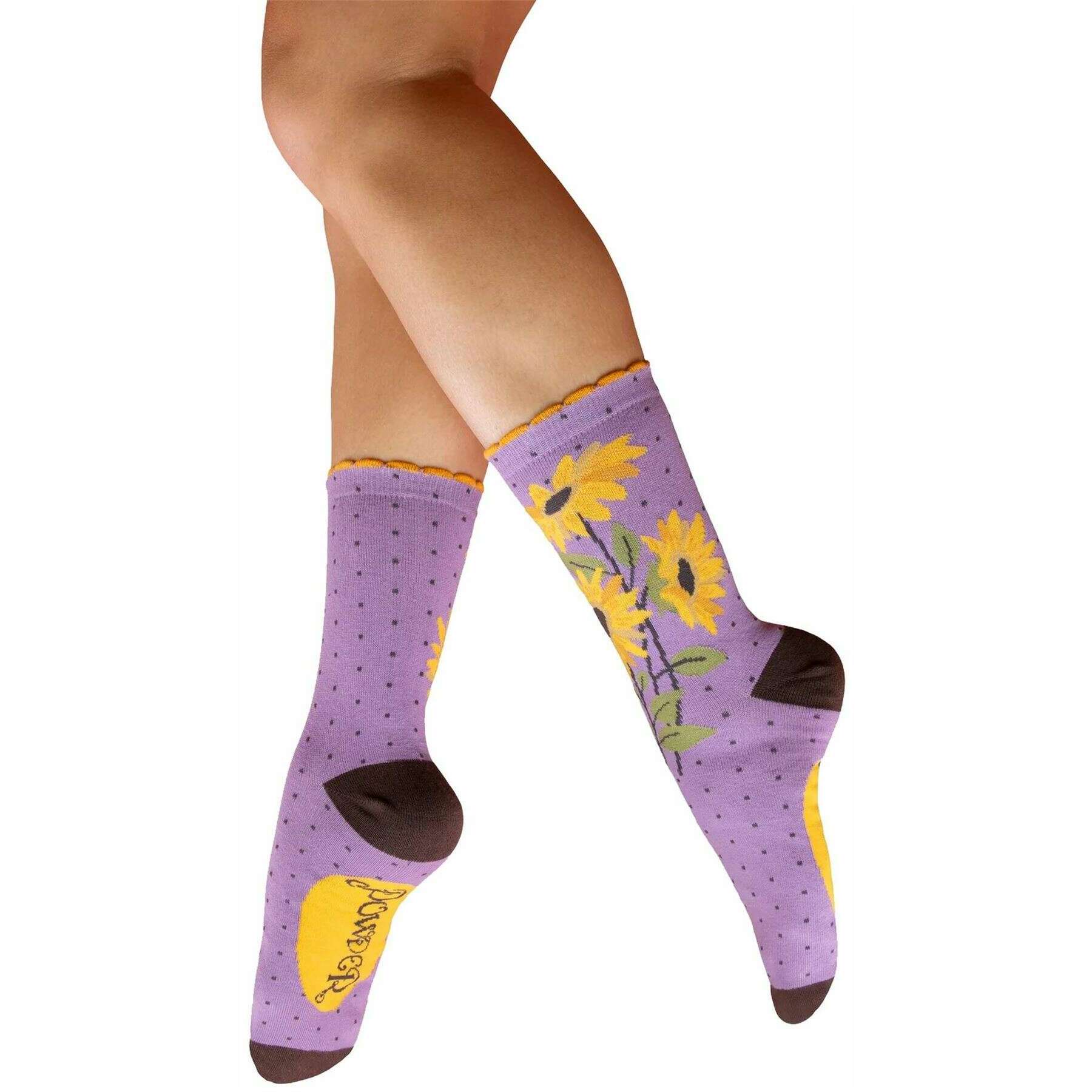 Powder Splendid Flowers Ankle Socks - Purple/Yellow/Brown