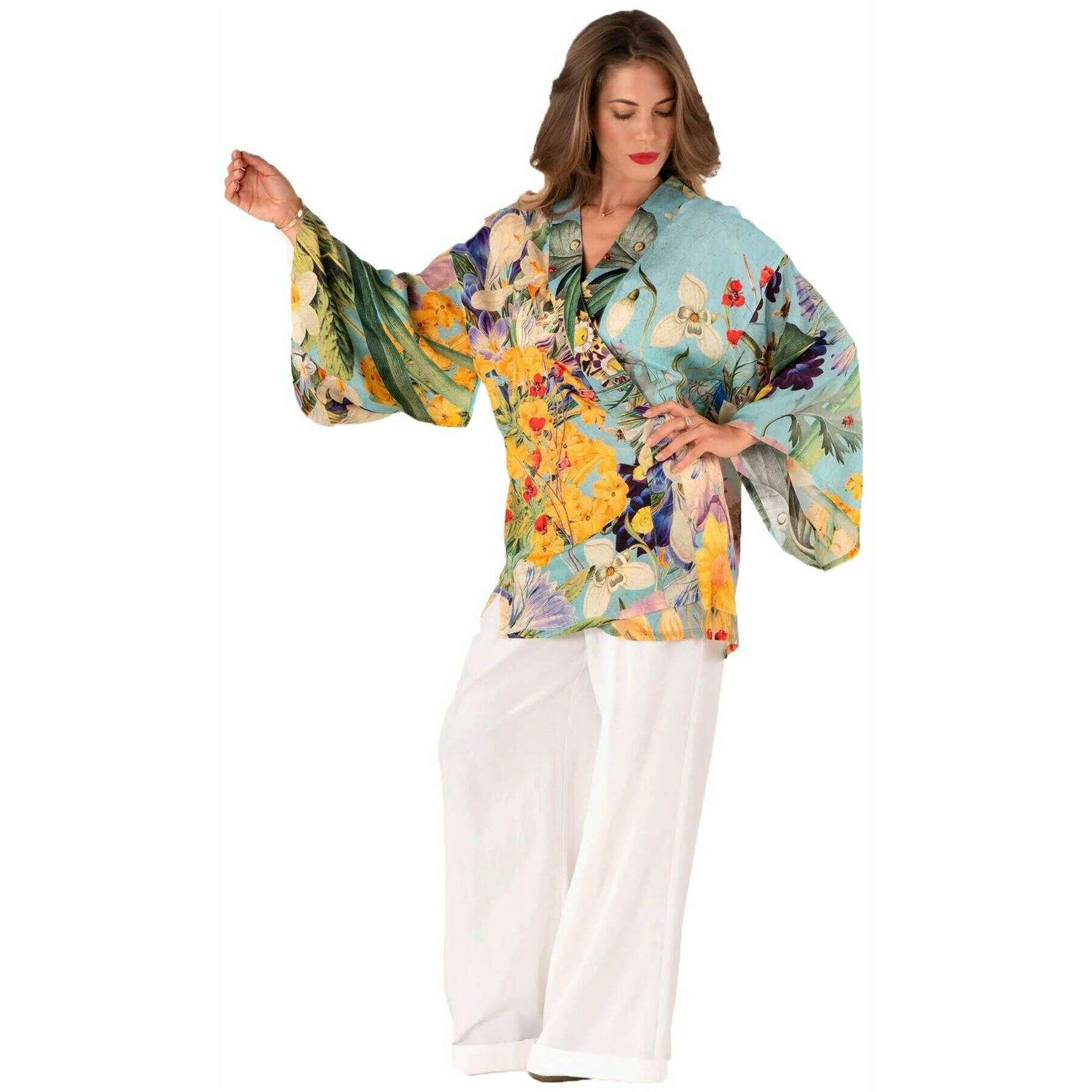 Powder Spring Flora Kimono Jacket - Blue/Green/Yellow