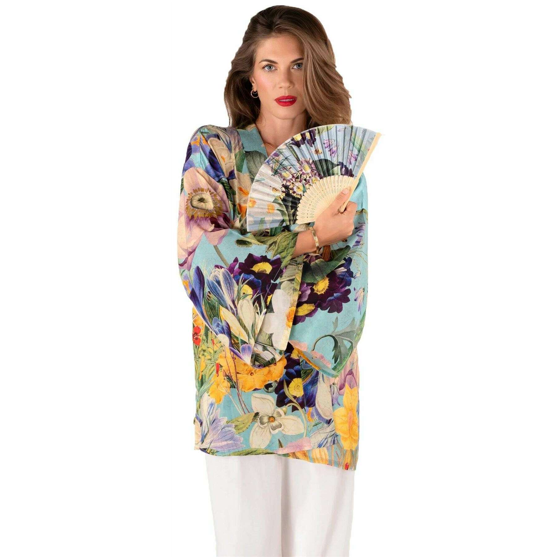 Powder Spring Flora Kimono Jacket - Blue/Green/Yellow - Image 2