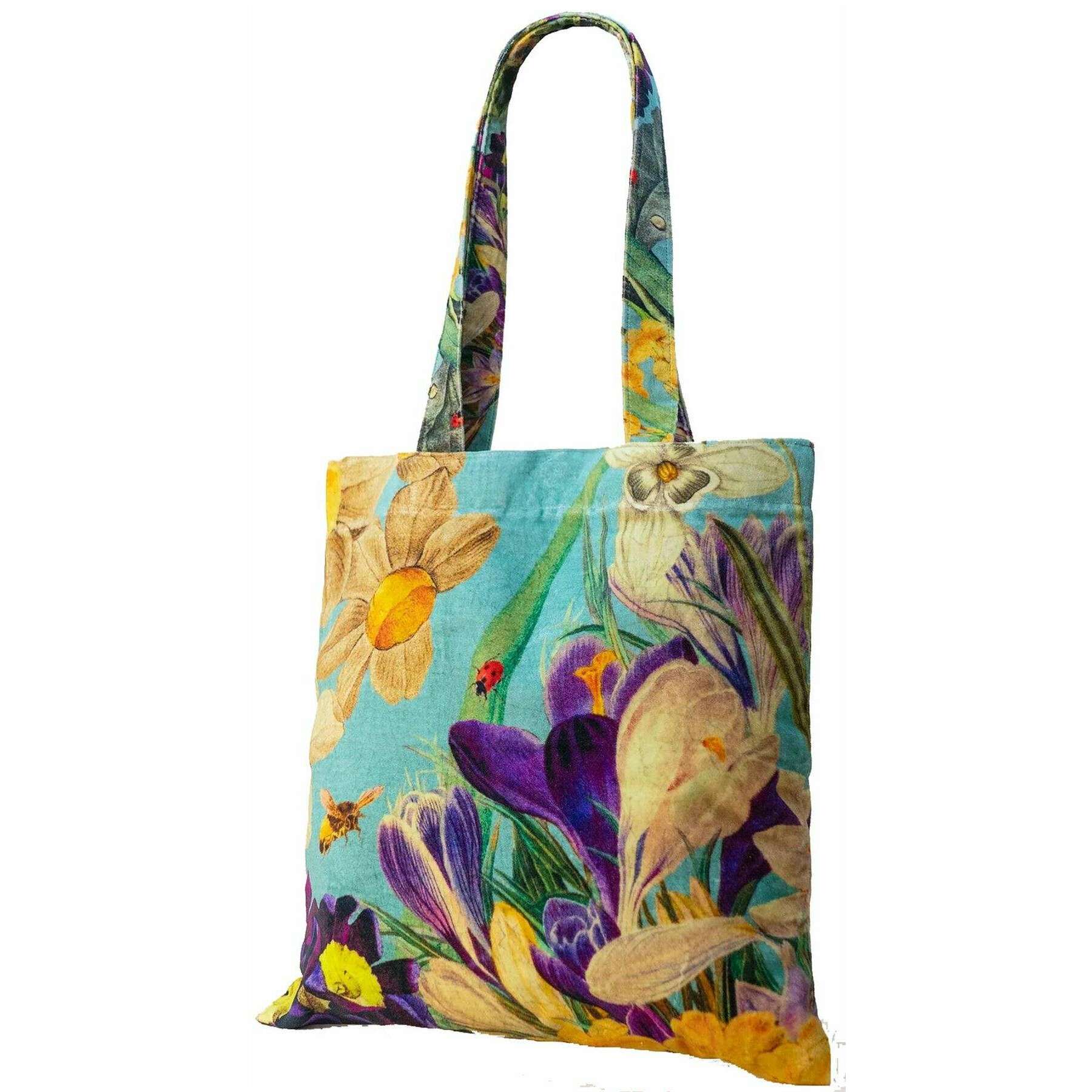 Powder Spring Flora Velvet Tote - Blue/Purple/Beige