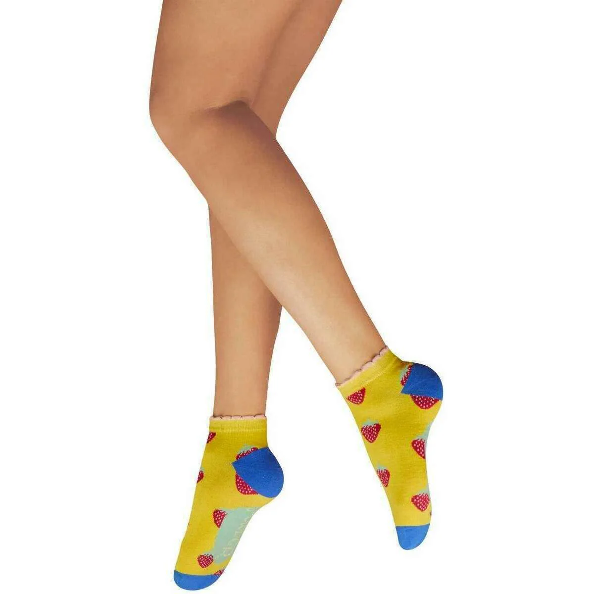 Powder Succulent Strawberries Trainer Socks - Mustard Yellow