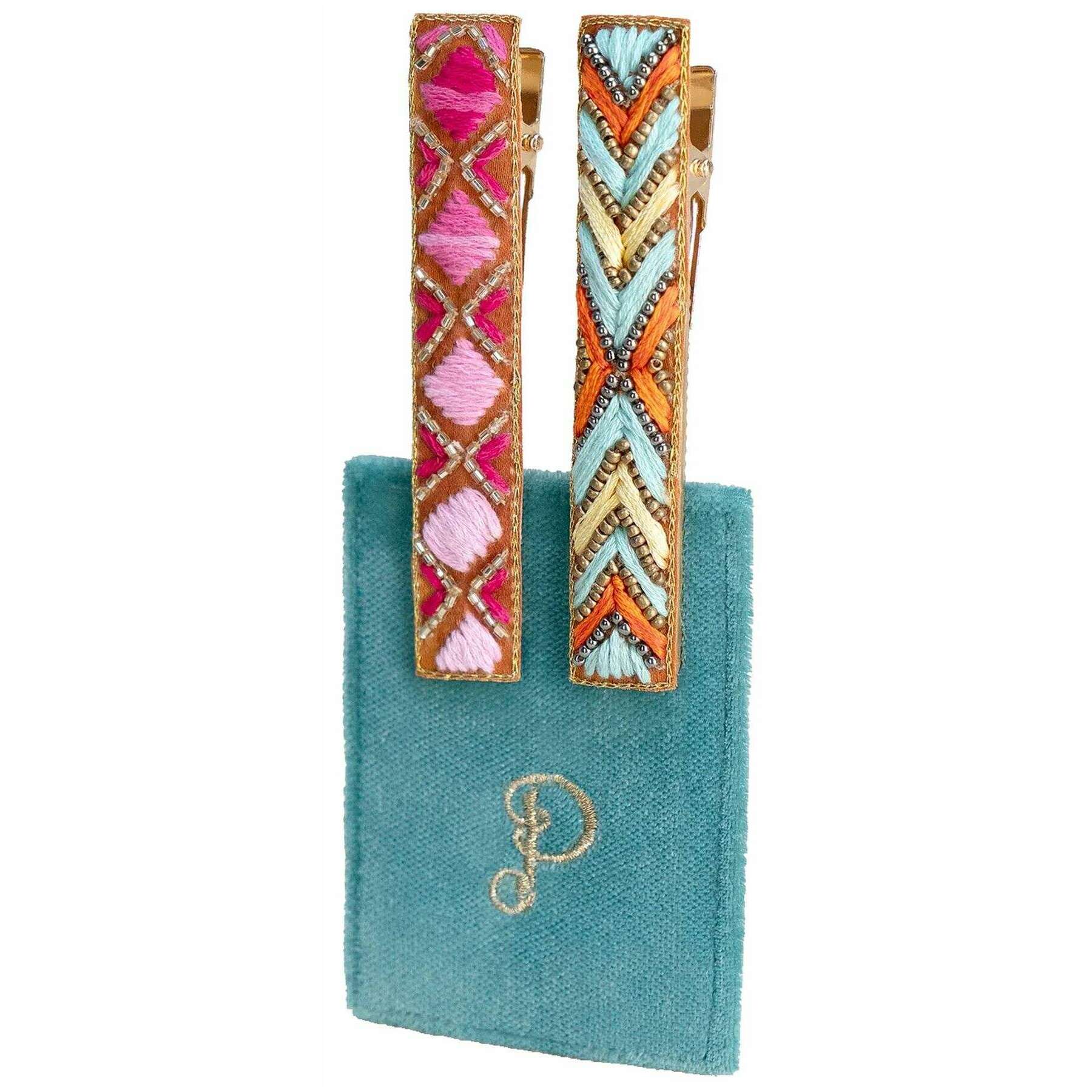 Powder Summer Deco Hair Bars - Fuchsia Pink/Blue/Orange