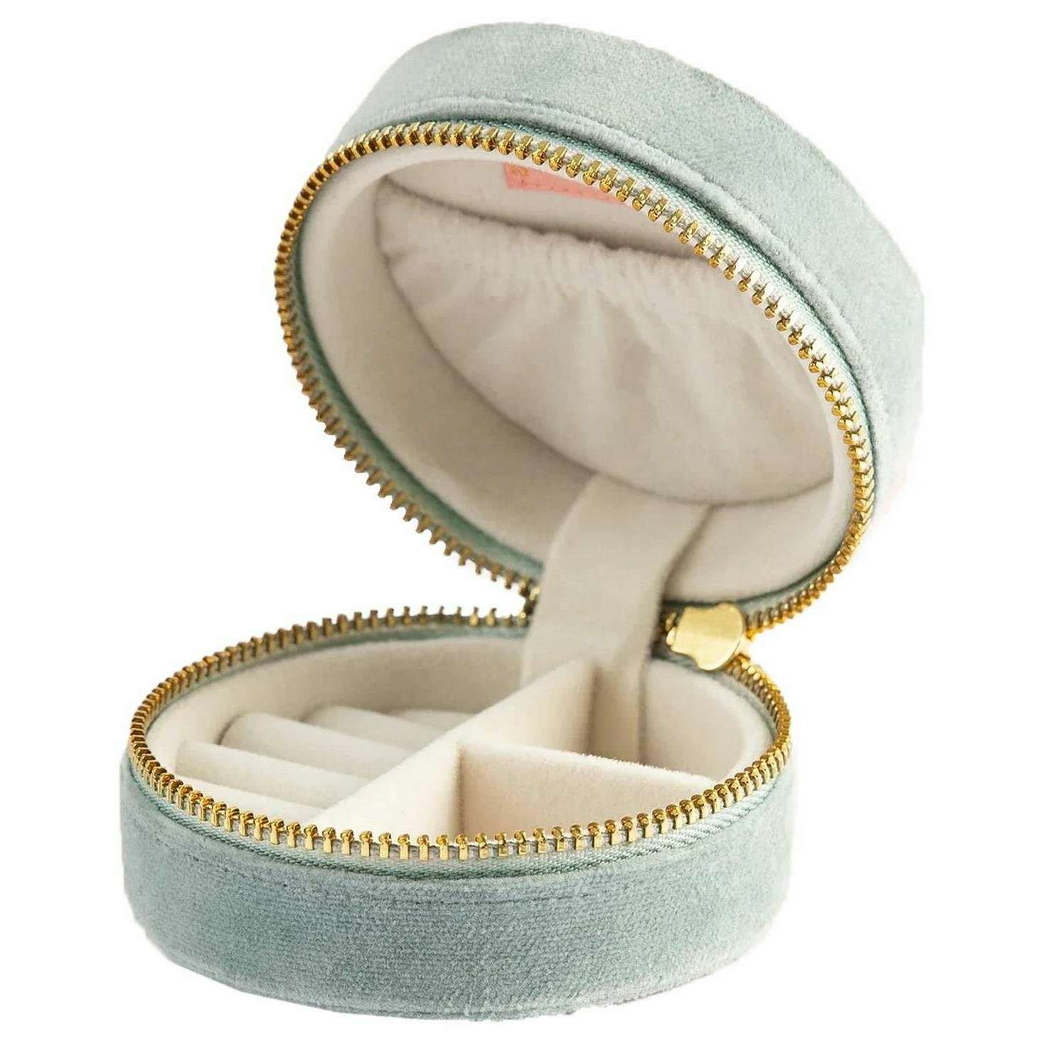Powder Swooping Swallows Round Velvet Jewellery Box - Ice Blue - Image 2