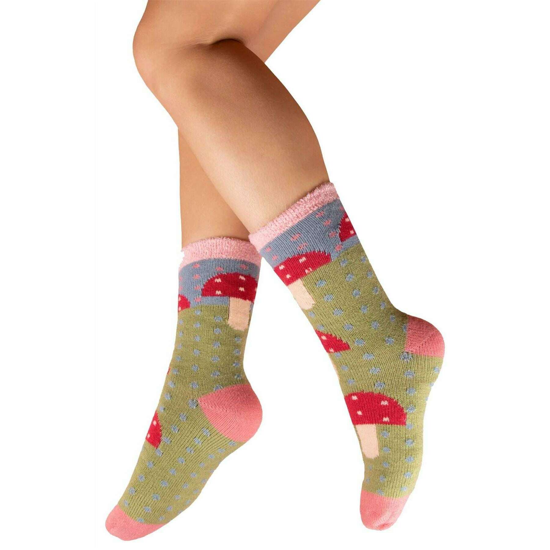 Powder Toadstool Cosy Socks - Green