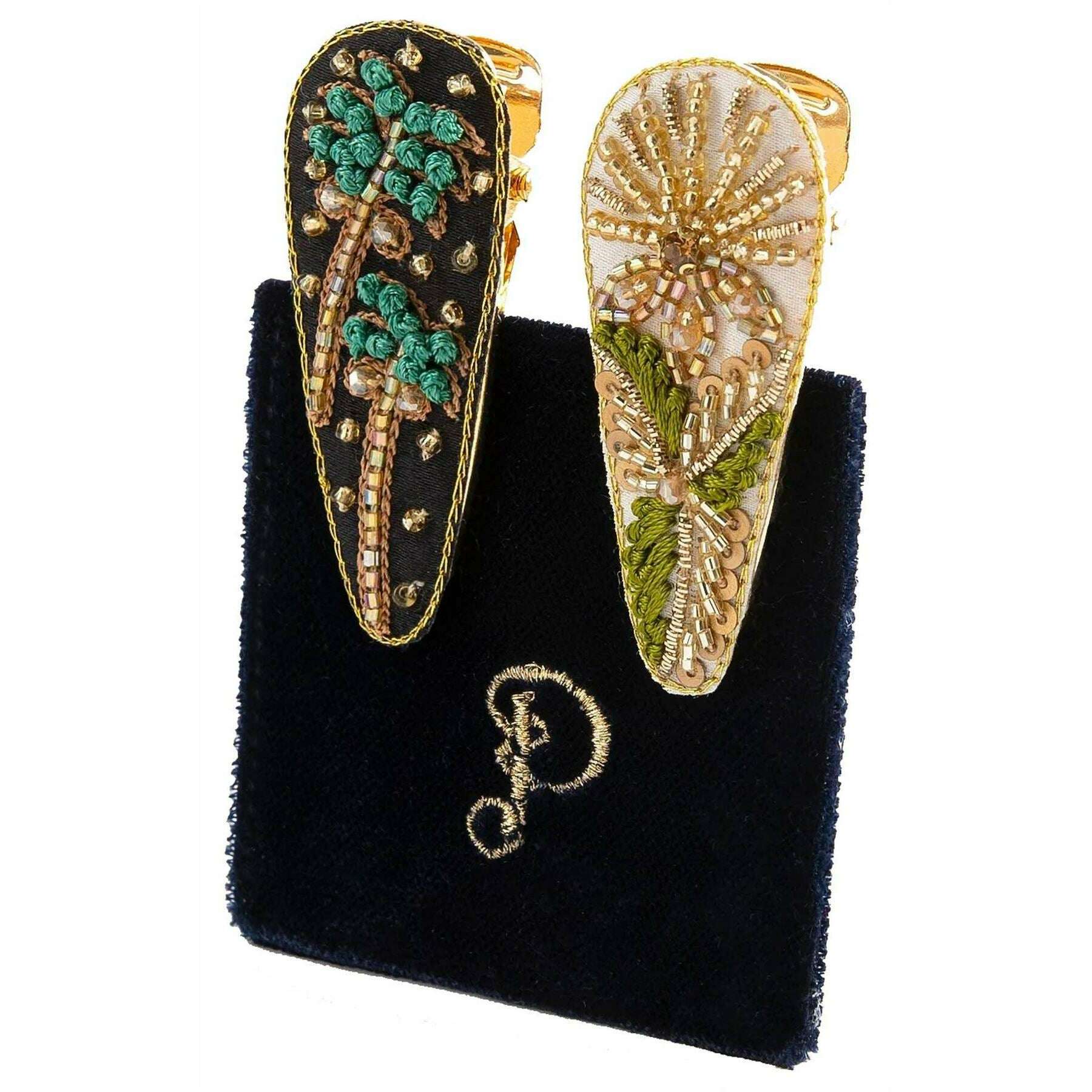 Powder Tree Hair Clips - Navy/Cream