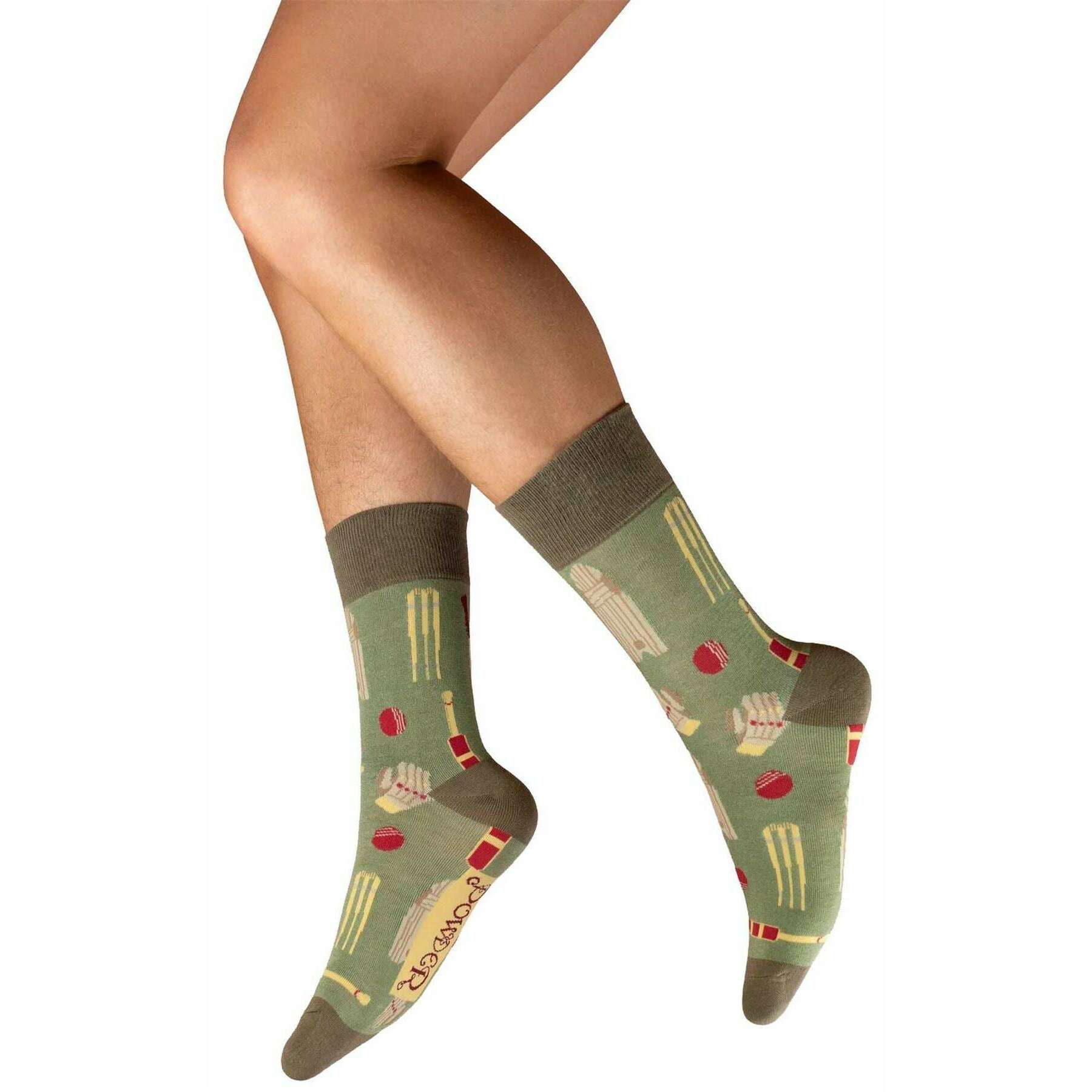 Powder Vintage Cricket Socks - Brown/Green/Red