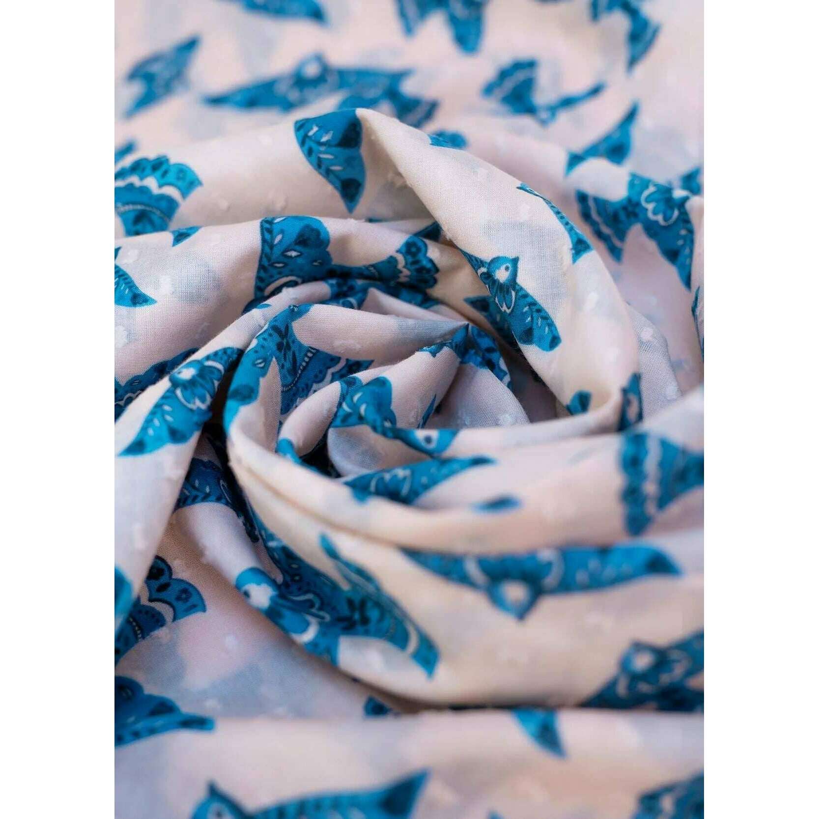 Powder Watercolour Birds Infinity Scarf - Blue/Beige - Image 2