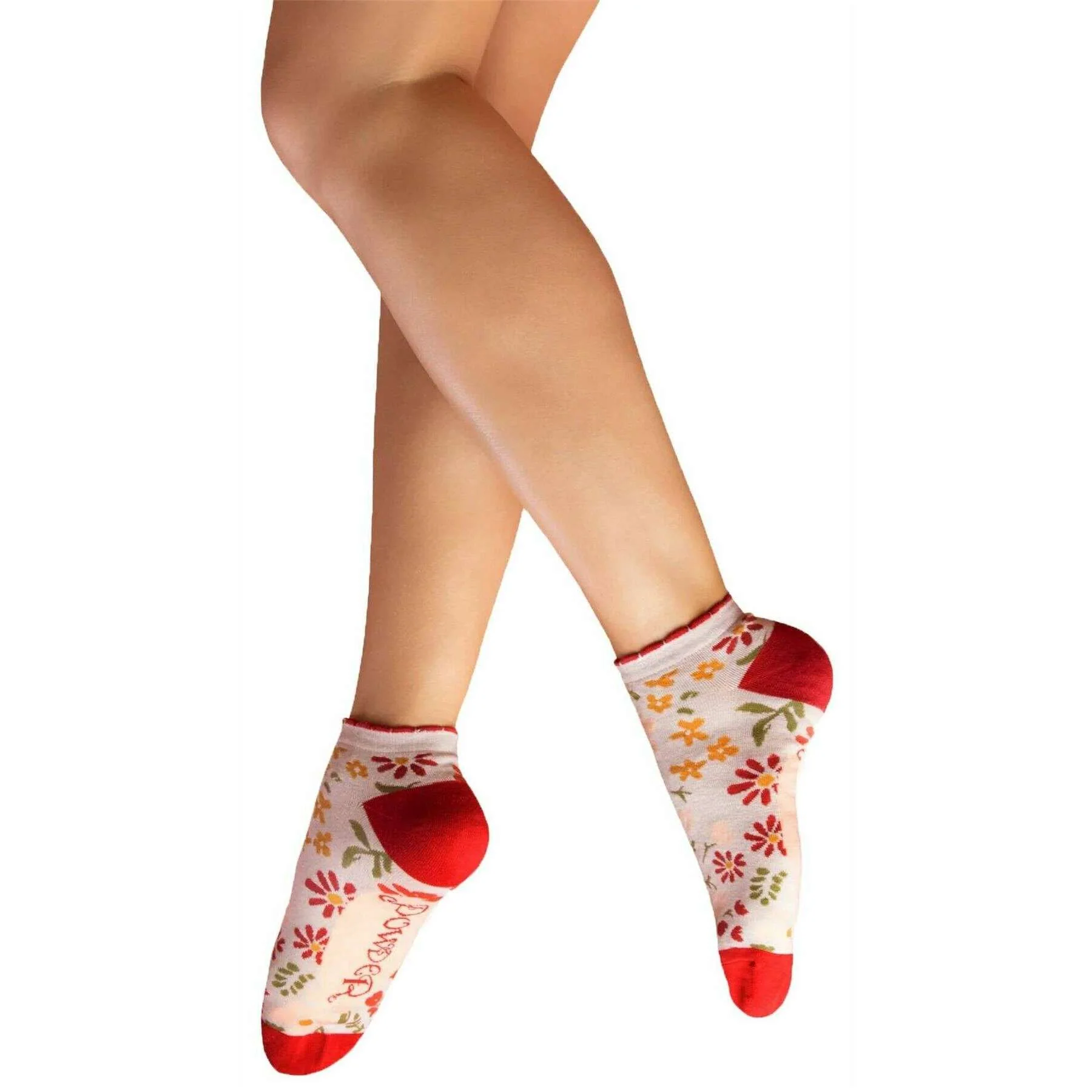 Powder Wild Flowers Trainer Socks - Cream