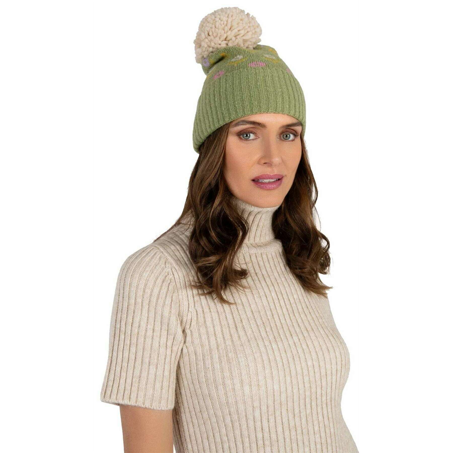 Powder Willow Ditsy Flower Pompom Hat - Sage Green - Image 2