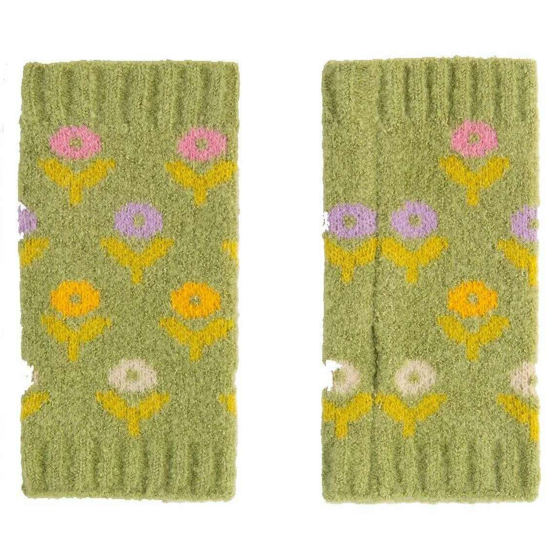 Powder Willow Ditsy Flower Wrist Warmers - Sage Green