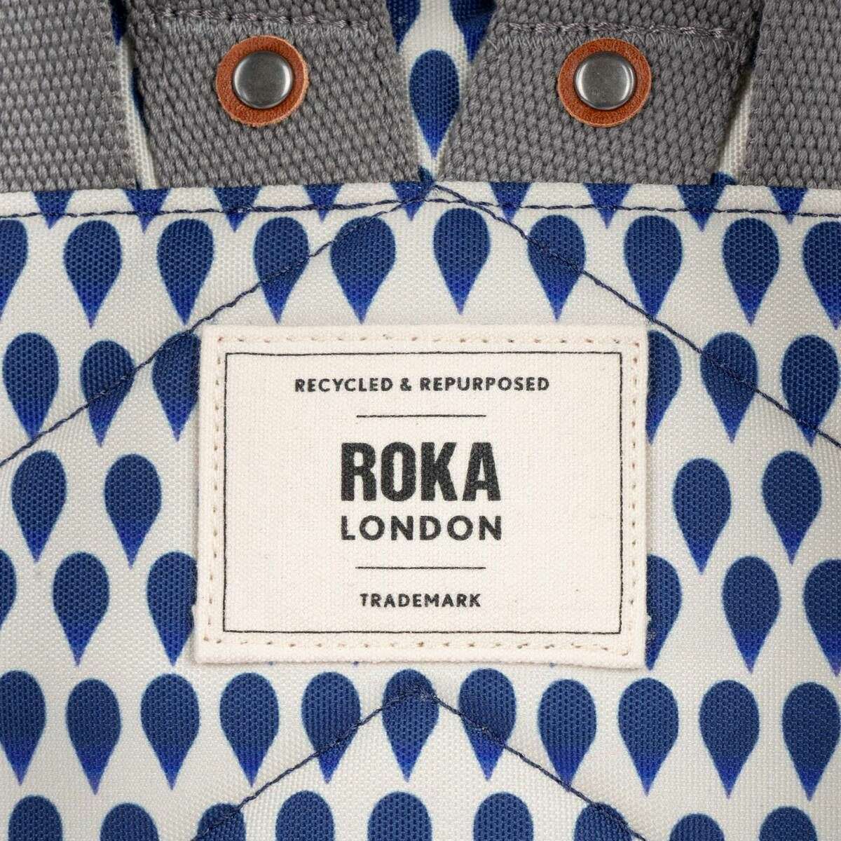 Roka Bantry B Small Denim Rain Recycled Canvas Backpack - Blue/White - Image 7